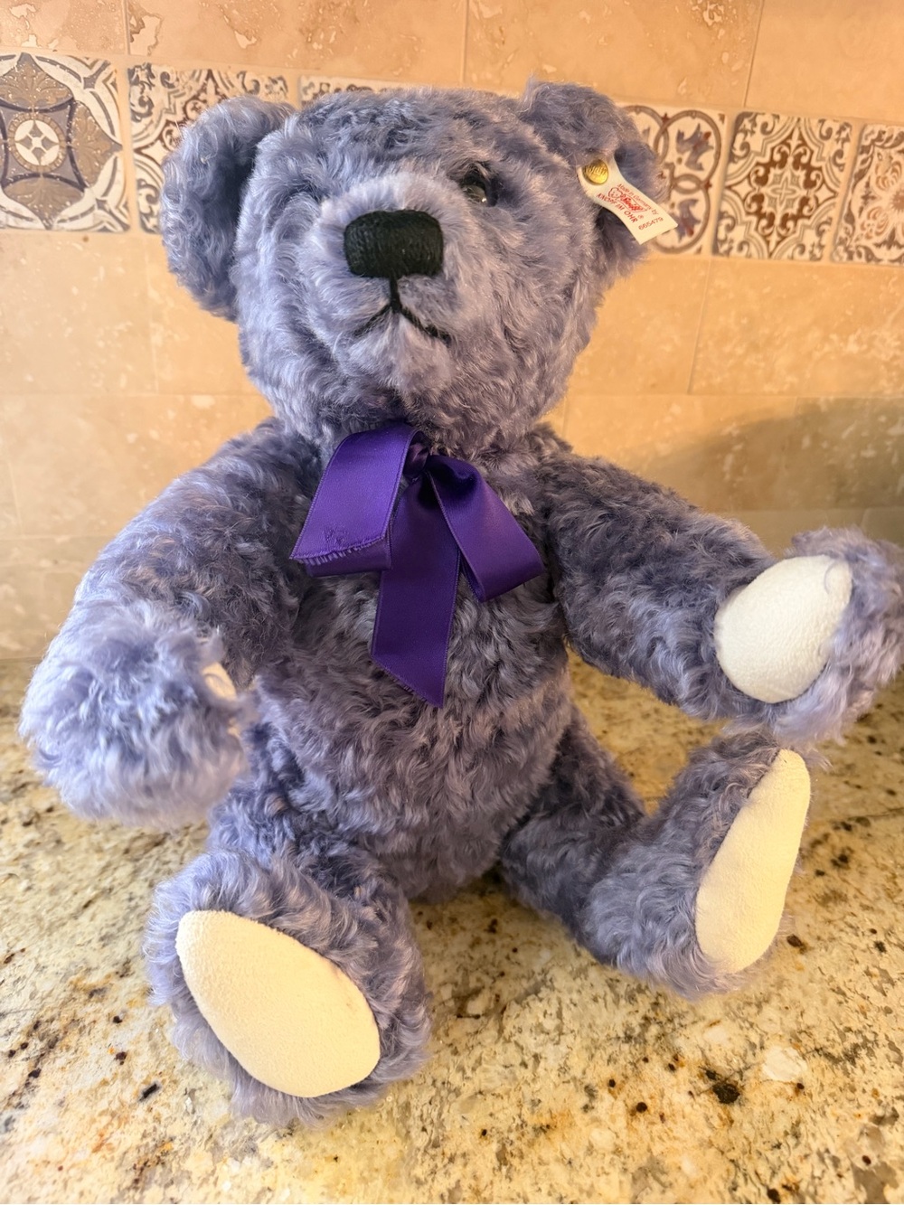 1998 Steiff Lavender Teddy Bear #1696 w/Working Growler